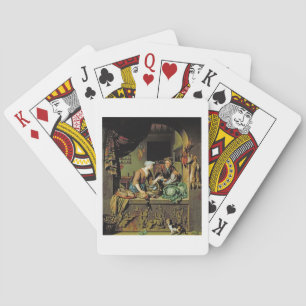 Eine Frau und ein Fischhändler, 1713 (Öl auf Holz) Spielkarten
