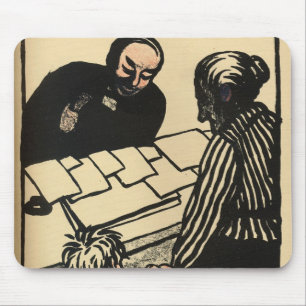 Eine Frau und ein Kind überreichen ihre Sparungen Mousepad