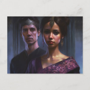 Eine Frau und ein Mann in königlicher Kleidung Lil Postkarte