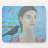 Eine Frau und eine Amsel sind eine Mousepad (Vorne)