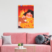 Eine Frau und ihre Katze Leinwanddruck (Insitu (Wohnzimmer))