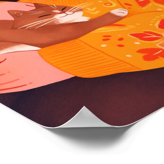 Eine Frau und ihre Katze Poster (Ecke)