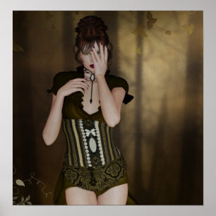 Eine Frau Warte: Digitales Portrait Gotische Kunst Poster