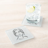 Eine Frauenfront Zeichne 4 Glasuntersetzer (Schrägansicht)