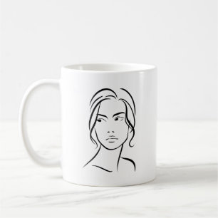 Eine Frauenfront Zeichne 4 Kaffeetasse