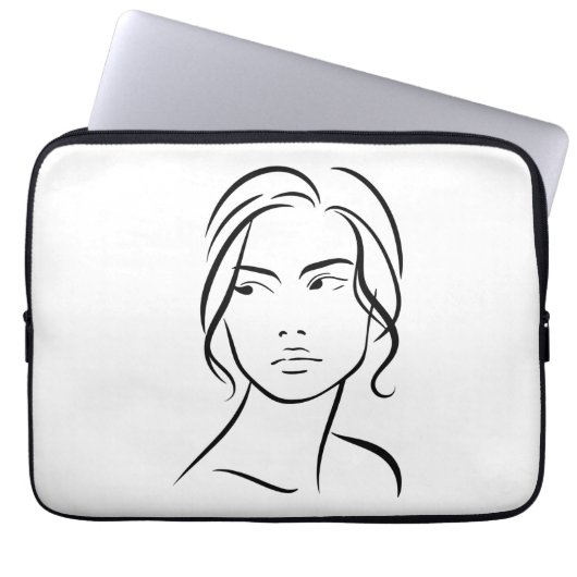 Eine Frauenfront Zeichne 4 Laptopschutzhülle (Vorderseite)