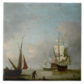 Eine Fregatte im ruhigen Wasser Fliese (Vorderseite)