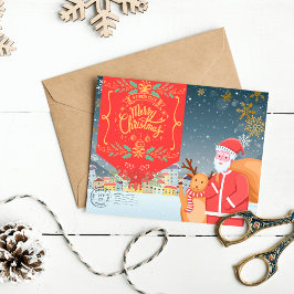 Eine freudige Weihnachts-Postkarte aus dem Nordpol Feiertagskarte