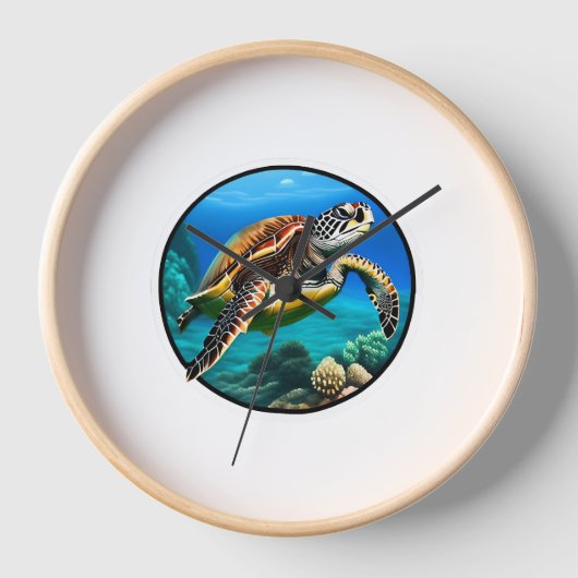 Eine freundliche Meeresschildkröte, die im Ozean s Uhr (Vorderseite)