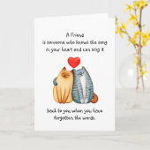 Eine Freundschaft Liebe zitieren Niedliche Katzen  Karte (Gelbe Blume)