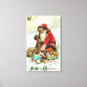 Eine frohe Weihnacht-Sankt-Verpackung spielt in Leinwanddruck