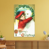 Eine frohe Weihnachten, die Schneemannszene umarmt Leinwanddruck (Insitu (Wohnzimmer))