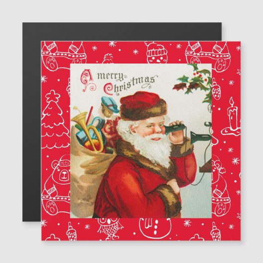 Eine frohe Weihnachts-Vintage Weihnachtskarte Magnetkarte (Vorne/Hinten)