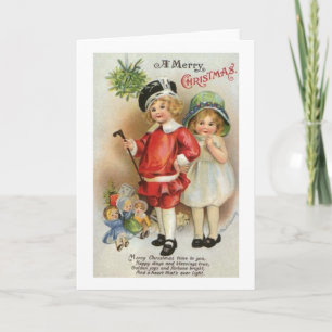 Eine frohe Weihnachtsjunge und Girl Card Feiertagskarte