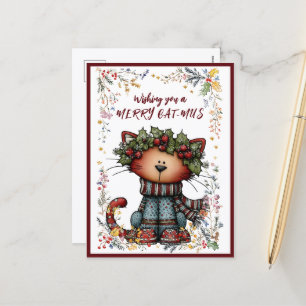 Eine fröhliche CAT-MUS-Weihnachtskarte Feiertagspostkarte