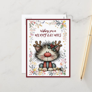 Eine fröhliche CAT-MUS-Weihnachtskarte wünschen Feiertagspostkarte