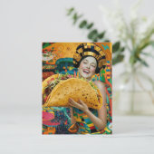 Eine fröhliche Frau mit Riesenrad Postkarte (Stehend Vorderseite)