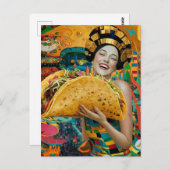 Eine fröhliche Frau mit Riesenrad Postkarte (Vorne/Hinten)