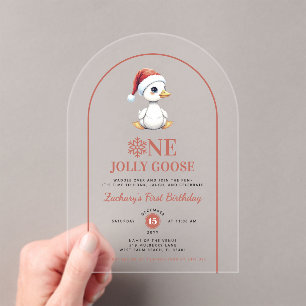Eine fröhliche Gans modernes Weihnachten erste Geb Acryleinladungen