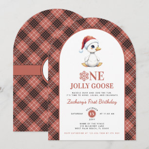 Eine fröhliche Gans modernes Weihnachten erster Ge Einladung