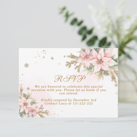 Eine fröhliche kleine Baby-Dusche Blush Winter RSV Dankeskarte (Stehend Vorderseite)