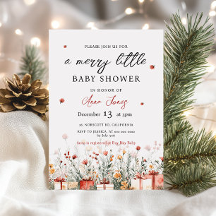 Eine fröhliche kleine Babyparty-Weihnachtsblumen Einladung