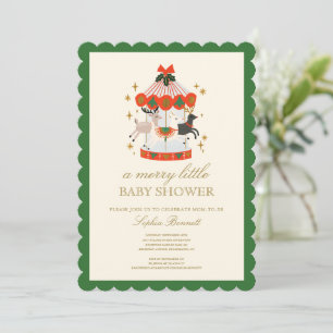 Eine fröhliche kleine Babyparty-Weihnachtskarussel Einladung