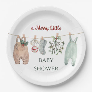 Eine fröhliche kleine Babyparty-Weihnachtskleidung Pappteller