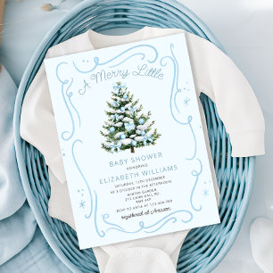 Eine fröhliche kleine blaue Babyparty-Weihnachten  Einladung