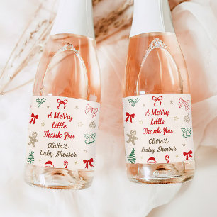 Eine fröhliche kleine Danke-Christmas-Baby-Party Schaumweinetikett