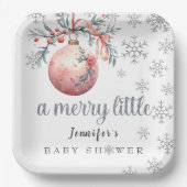 Eine fröhliche kleine Weihnachts-Ball-Winter-Babyd Pappteller (Vorderseite)