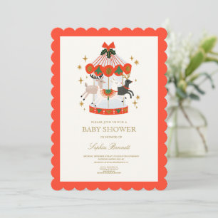 Eine fröhliche kleine Weihnachts-Karussell-Baby-Pa Einladung