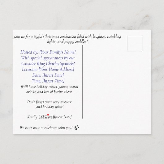 Eine fröhliche kleine Weihnachtseinladung - gemütl Einladungspostkarte (Rückseite)