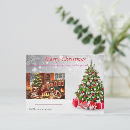 Eine fröhliche kleine Weihnachtseinladung - gemütl Einladungspostkarte (Stehend Vorderseite)