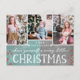 Eine fröhliche kleine Weihnachtsfamilien-Fotocolla Feiertagspostkarte
