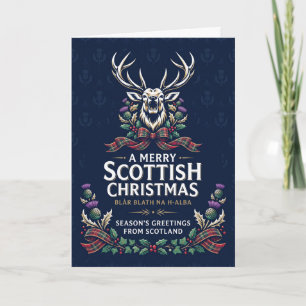 Eine fröhliche schottische Weihnachts-Tartan-Hirsc Karte