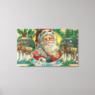 Eine fröhliche Weihnachts- und Rentierszene Leinwanddruck