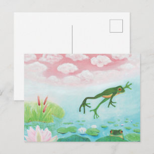 Eine Frosch springt in die Teich-Illustration Postkarte