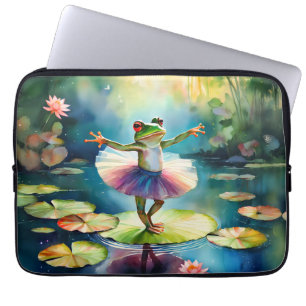 Eine Froschballerina tanzt auf einem Lotusblatt in Laptopschutzhülle