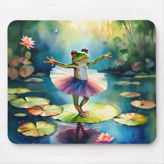 Eine Froschballerina tanzt auf einem Lotusblatt in Mousepad (Vorne)