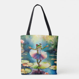 Eine Froschballerina tanzt auf einem Lotusblatt in Tasche