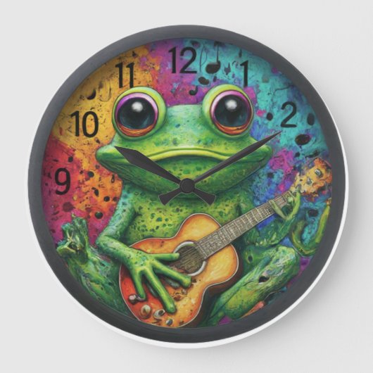 Eine Funky Froschsperre Große Wanduhr (Vorderseite)