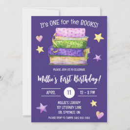 Eine für die Bücher! Die erste Geburtstagspartei d Einladung
