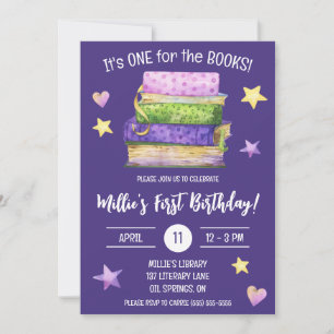 Eine für die Bücher! Die erste Geburtstagspartei d Einladung