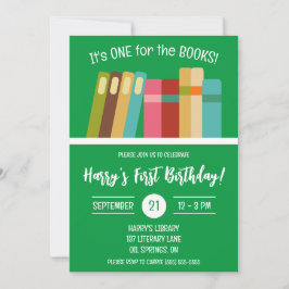 Eine für die Bücher! Die erste Geburtstagspartei d Einladung