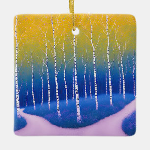 Eine Gabel in der Zeit - Eine Waldlandschaft Keramikornament