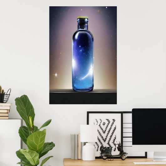 Eine Galaxie in einer Flasche | AI Art Poster (Heimbüro)