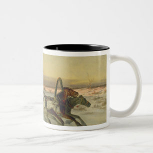 Eine galoppierende Winter-Troika an der Dämmerung Zweifarbige Tasse