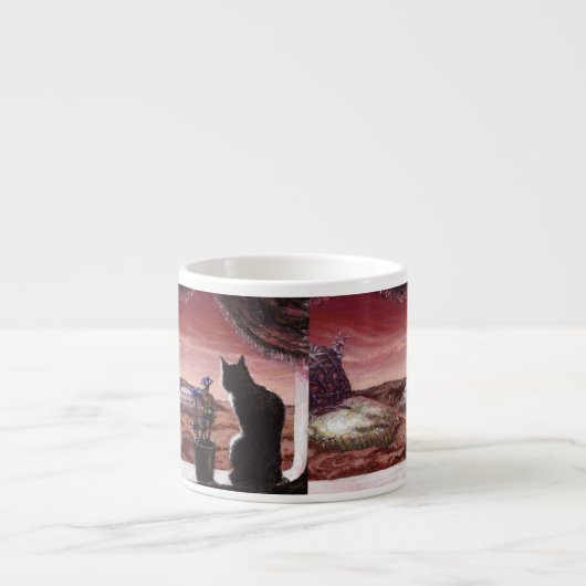 Eine ganz neue Welt - SciFi - Katze auf Mars Espressotasse (Vorderseite)