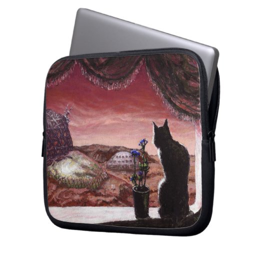 Eine ganz neue Welt - SciFi - Katze auf Mars Laptopschutzhülle (Vorderseite Links)